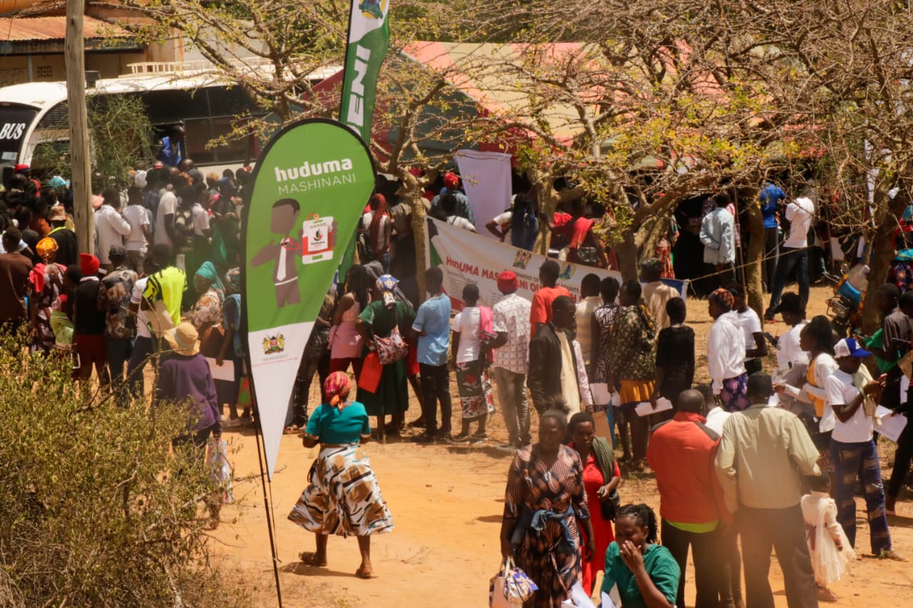Citizens Queuing To Get Government Services At Kwa Ndava In Nguu/masumba Ward
